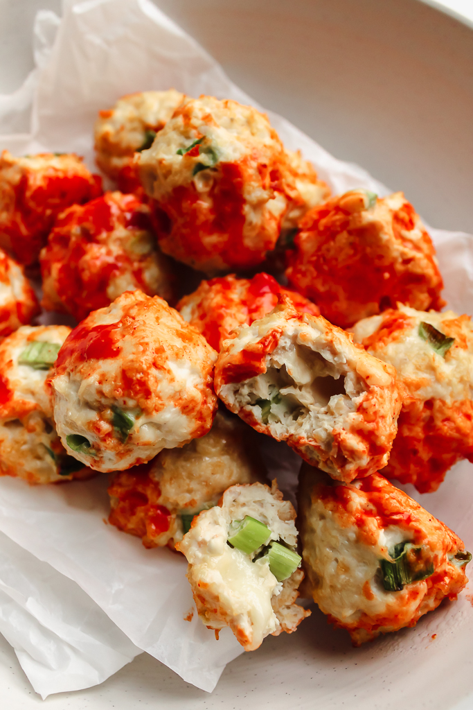 Bocconcini Stuffed Buffalo Chicken Meatballs